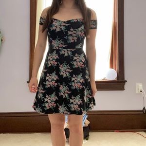 Black Floral Off-the-Shoulder Dress